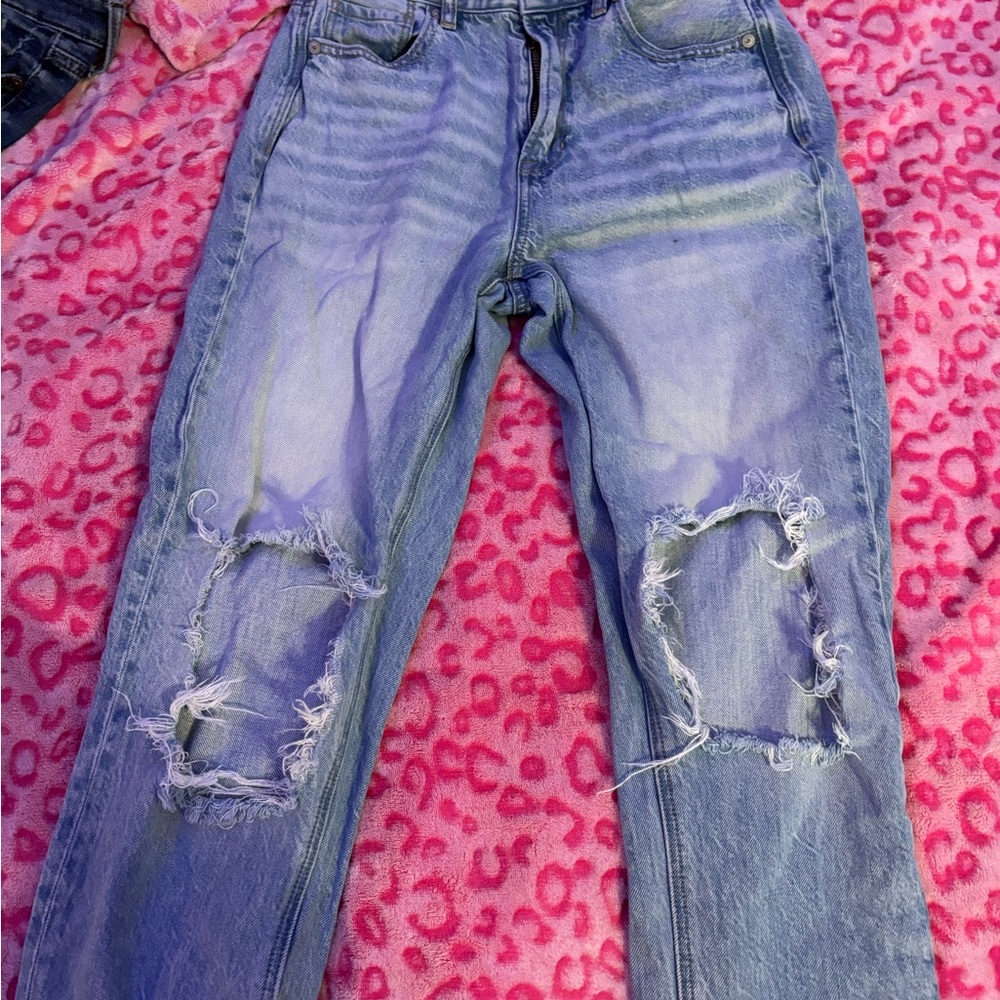 Distressed American Eagle Light Blue Jeans